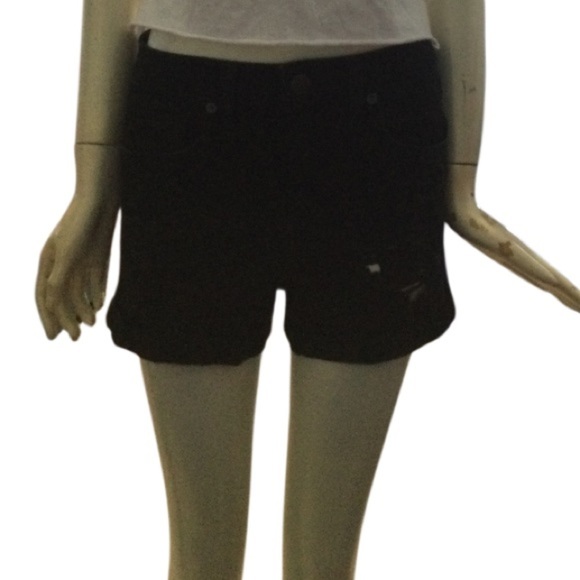 Aeropostale High Rise Midi Black Jean Shorts Distressed Cuffed Hem Size … - Picture 4 of 9